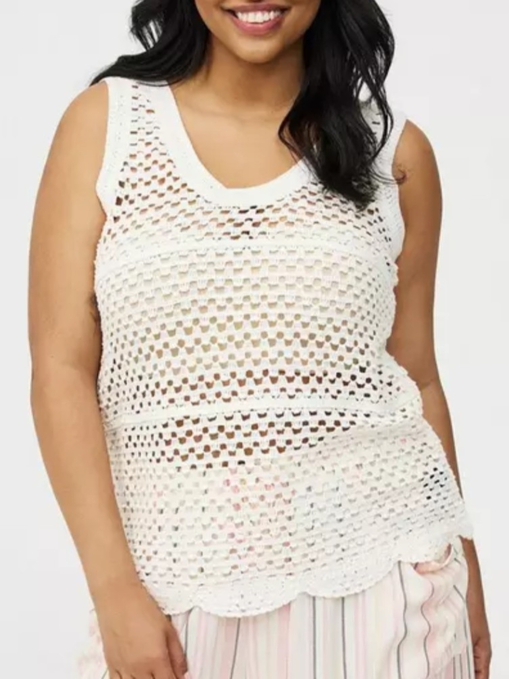 Torrid White Crochet Sleeveless Sweater Vest, SZ 00X, NWOT